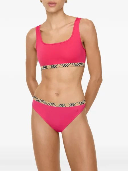 Bikini Burberry în carouri roz