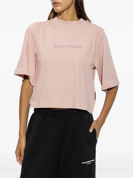 Stras decupat tricou Palm Angels roz
