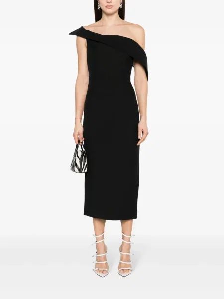 Krepo kostiumas midi suknelė Roland Mouret iki kelių juoda
