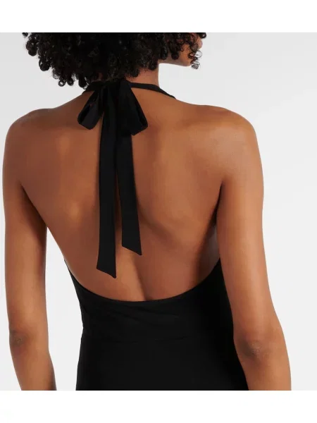 Rochie maxi Max Mara cu gât halter de costum negru