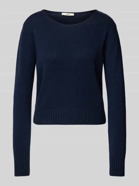Sweter z dzianiny z mieszanki kaszmiru z okrągłym dekoltem 0039 Italy granatowy