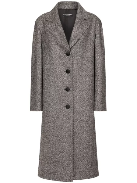 Palton Dolce & Gabbana cu model herringbone maro