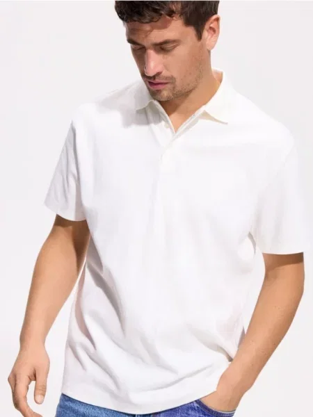 Reserved Tricou polo comfort cu model crem