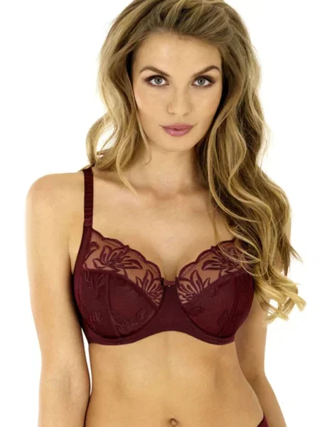 Однотонный бюстгальтер с вышивкой червоний