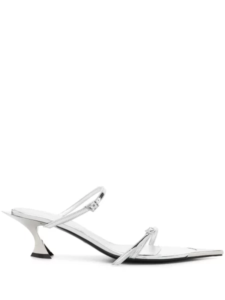 Sandale Mugler din piele argintiu