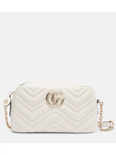 Geanta de piele Gucci GG Marmont din piele alb