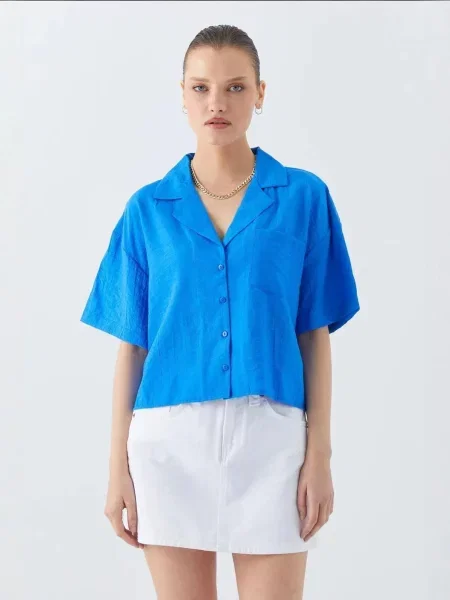 MixRay Bluza Hemden kobalt plava