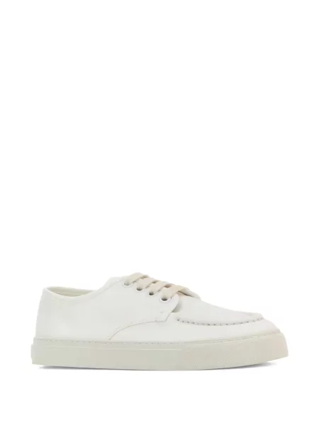 Sneakerși Prada cu șireturi din piele alb