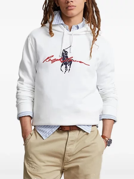 Бягане панталон Polo Ralph Lauren от рипсено кадифе бяло