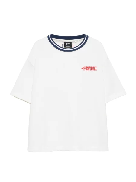 Pull&Bear Tricou STWD COMMUNITY PLAYER bleumarin / roșu alb
