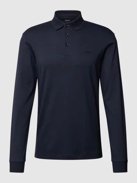 Koszulka polo z napisem z logo Boss granatowe
