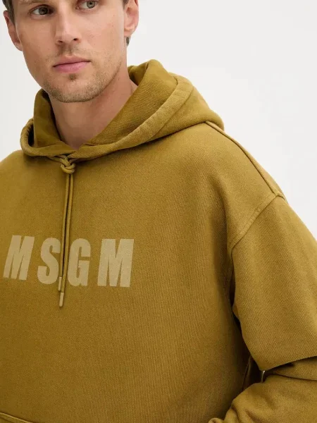Свитер Msgm с капюшоном с принтом зеленый