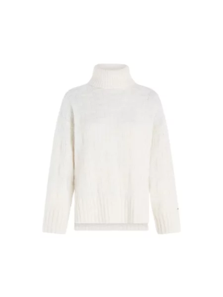 Sweter z golfem Tommy Hilfiger wełniany do golfa biały