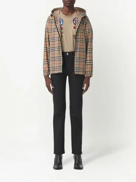 Kostkovaná retro bunda Burberry s kapucí