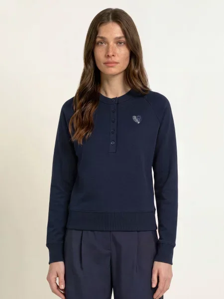 Claudie Pierlot Bluzka Typu Henley blau granatowa