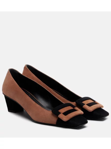 Pantofi cu toc Roger Vivier din piele de căprioară maro
