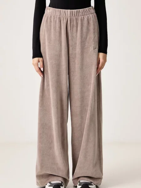 Emporio Armani spodnie dresowe z bawełną brązowe