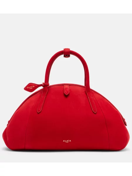 Top Alaïa din piele de căprioară roșu
