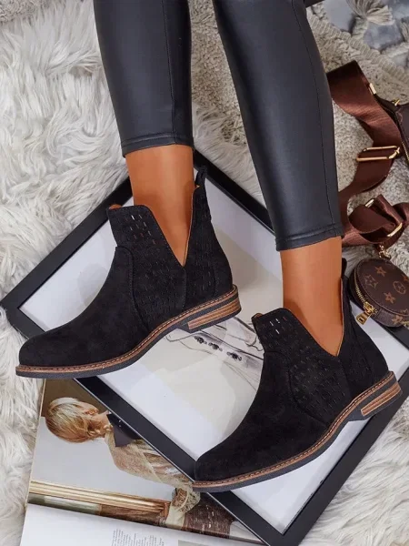 Botine Resti din piele de căprioară negru
