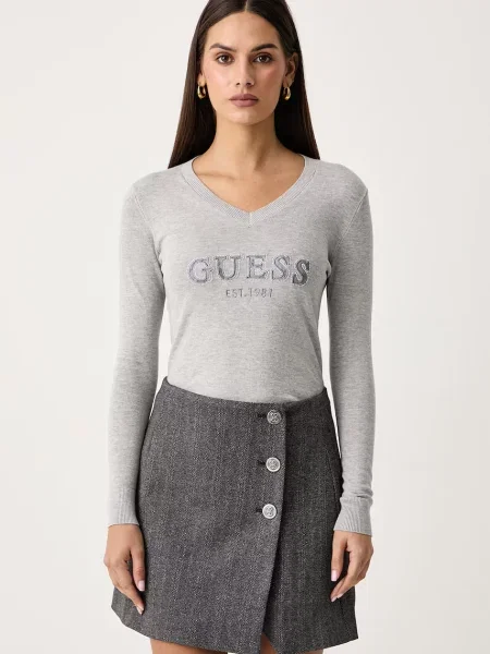 Guess pulover za žene s viskozom HANNAH siva