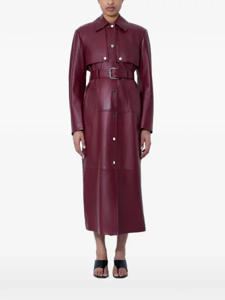 Palton Sportmax din piele roșu