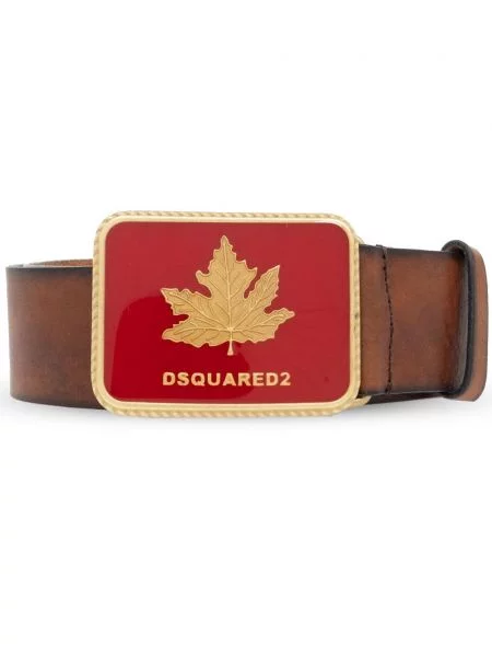 Curea Dsquared2 din piele cu cataramă cu autograf maro