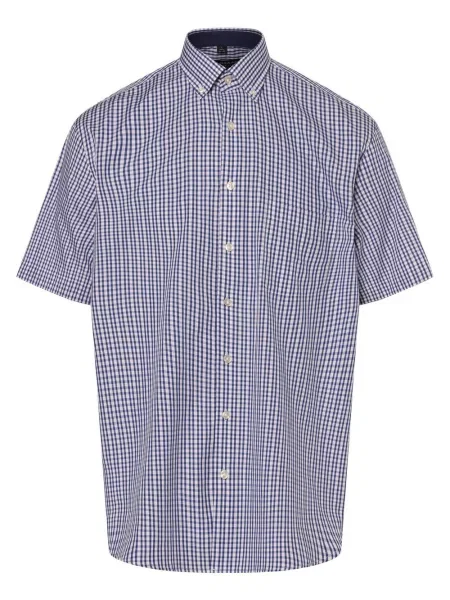 Van Graaf Koszula Łatwe prasowanie Mężczyźni Regular Fit w kratkę niebieski