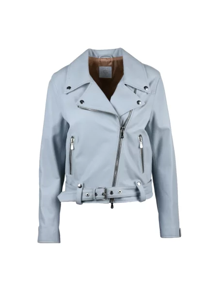 Kurtka skórzana Eleventy niebieska