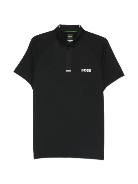 Tricou polo Boss cu autograf negru