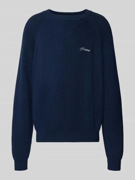 Sweter z dzianiny o kroju relaxed fit z czystej bawełny model Campus' Prohibited granatowy