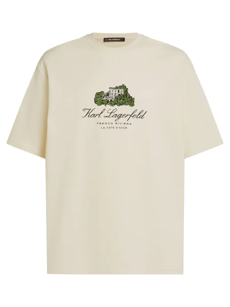 Karl Lagerfeld Tricou crem / verde negru