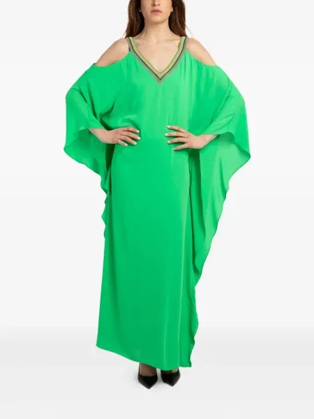 Rochie maxi Twinset cu decolteu în V de costum verde