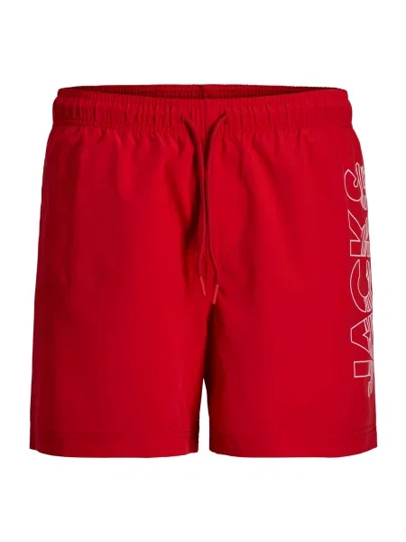 JACK & JONES Kratke kopalne hlače JPSTMAUI živo rdeča bela