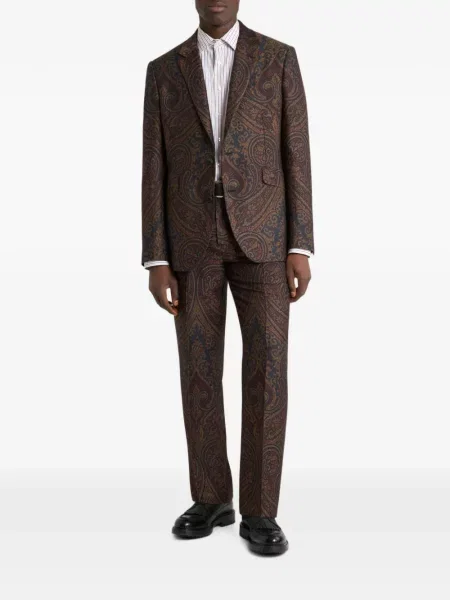 Μάλλινο παντελόνι Etro paisley μπλε