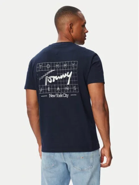 Tommy Jeans Tričko SIGN FLAG námornícka modrá biela