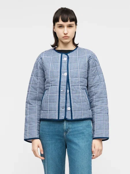 Abercrombie & Fitch Átmeneti dzseki sötétkék / kék melír fehér