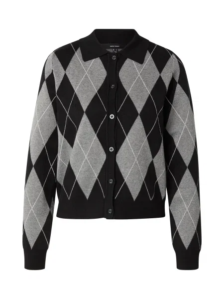 VERO MODA Geacă tricotată VMMILANO gri / negru alb