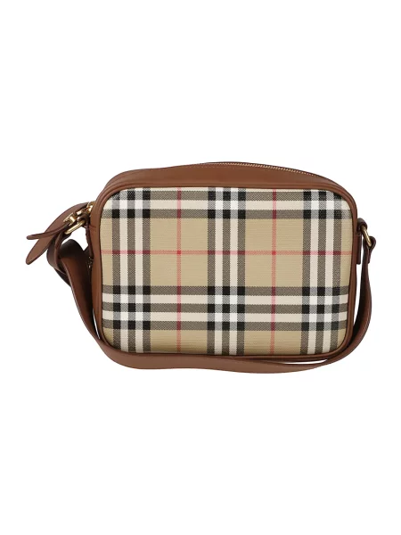 Torba crossbody Burberry skórzana w kratę beżowa