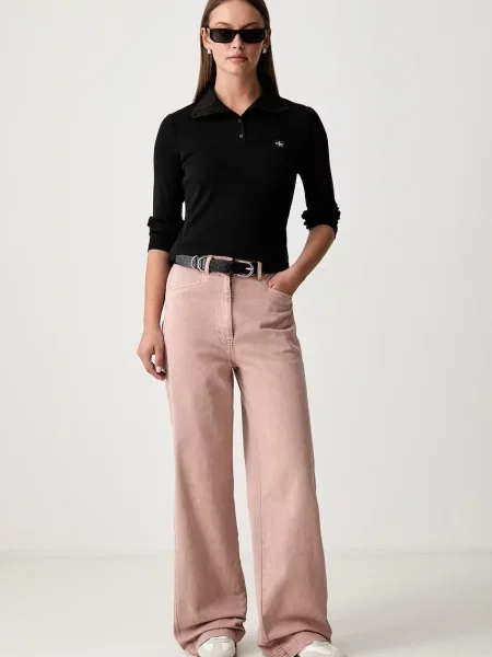 Tricou cu mânecă lungă Calvin Klein Jeans negru