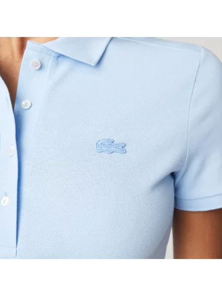 Lacoste Sukienka Polo Z Elastycznej Bawełny Pikowanej niebieska