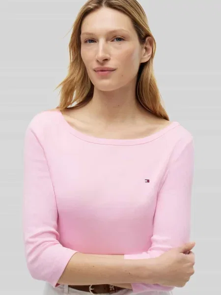 Bluzka z rękawem o dł. w kroju regular fit z czystej bawełny Tommy Hilfiger różowa
