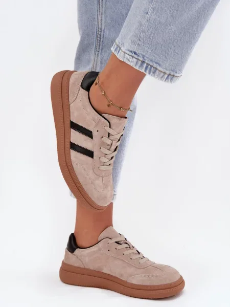 Semišové tenisky Evento na platformě bílé