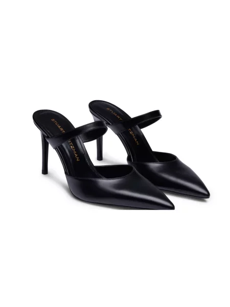 Klapki mules Stuart Weitzman skórzane czarne