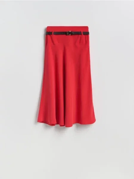 Reserved Fustă midi cu roșu