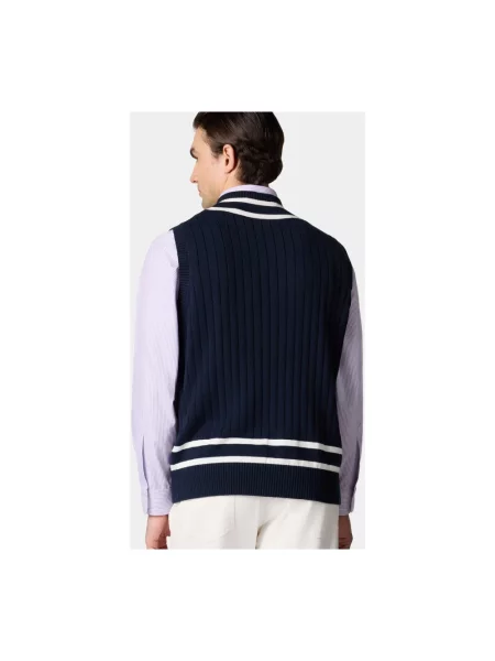 Kamizelka Brooks Brothers z dekoltem w serek z logo niebieska