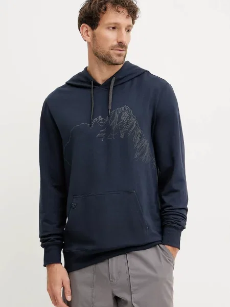 Sportska dukserica Viking Panaka tamno plavas kapuljačom s printom plava