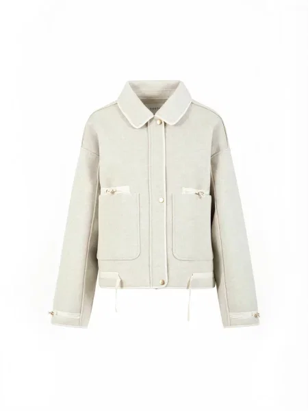 Coster Copenhagen Geacă de primăvară-toamnă Drawstring crem