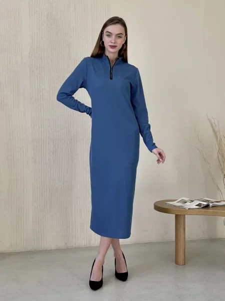 Silvio Merlini Венето Сукня міді Бавовна/поліестер синій