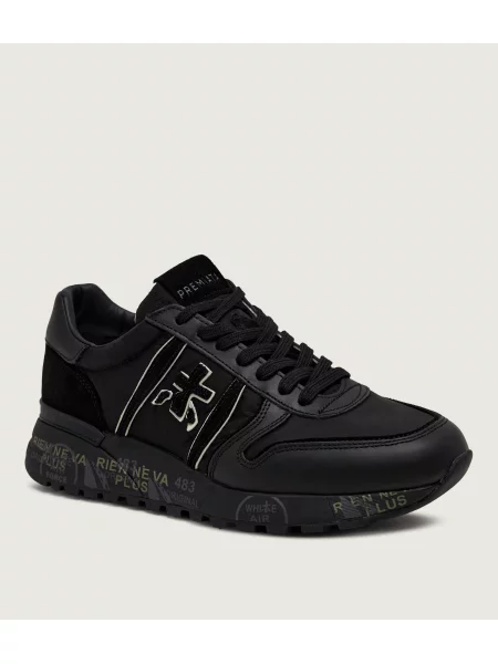Premiata Sneakers Lander cu adaos de piele negru
