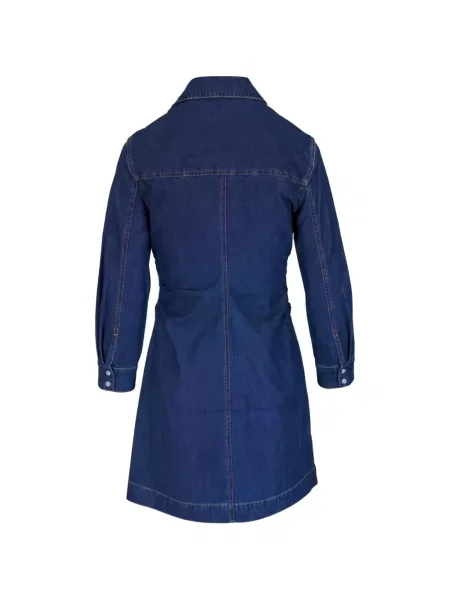 Rochie din denim Veronica Beard cu volane albastru
